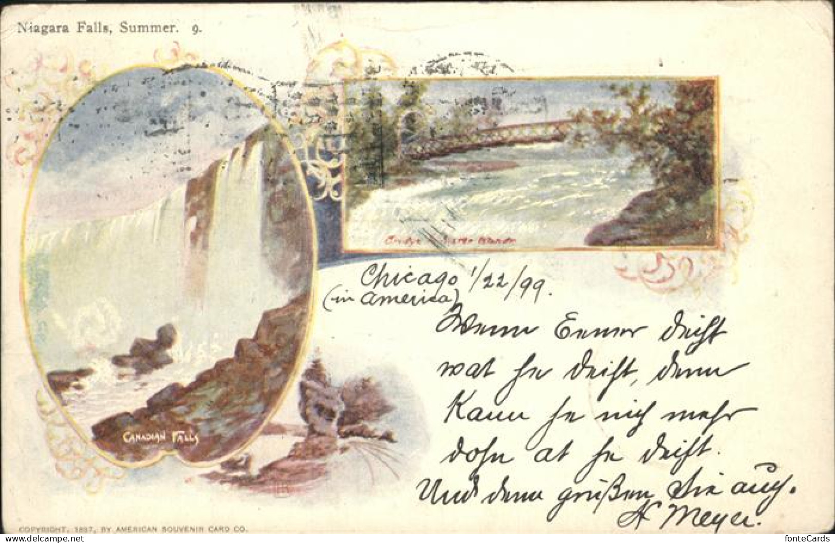 Niagara Falls Ontario Niagara Falls in winter Canadian Falls Kuenstlerkarte