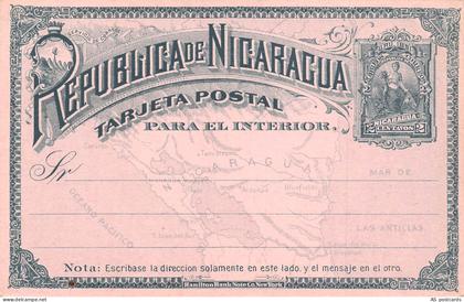 Nicaragua 1890's 2 Cent Map unused postal stationery C363