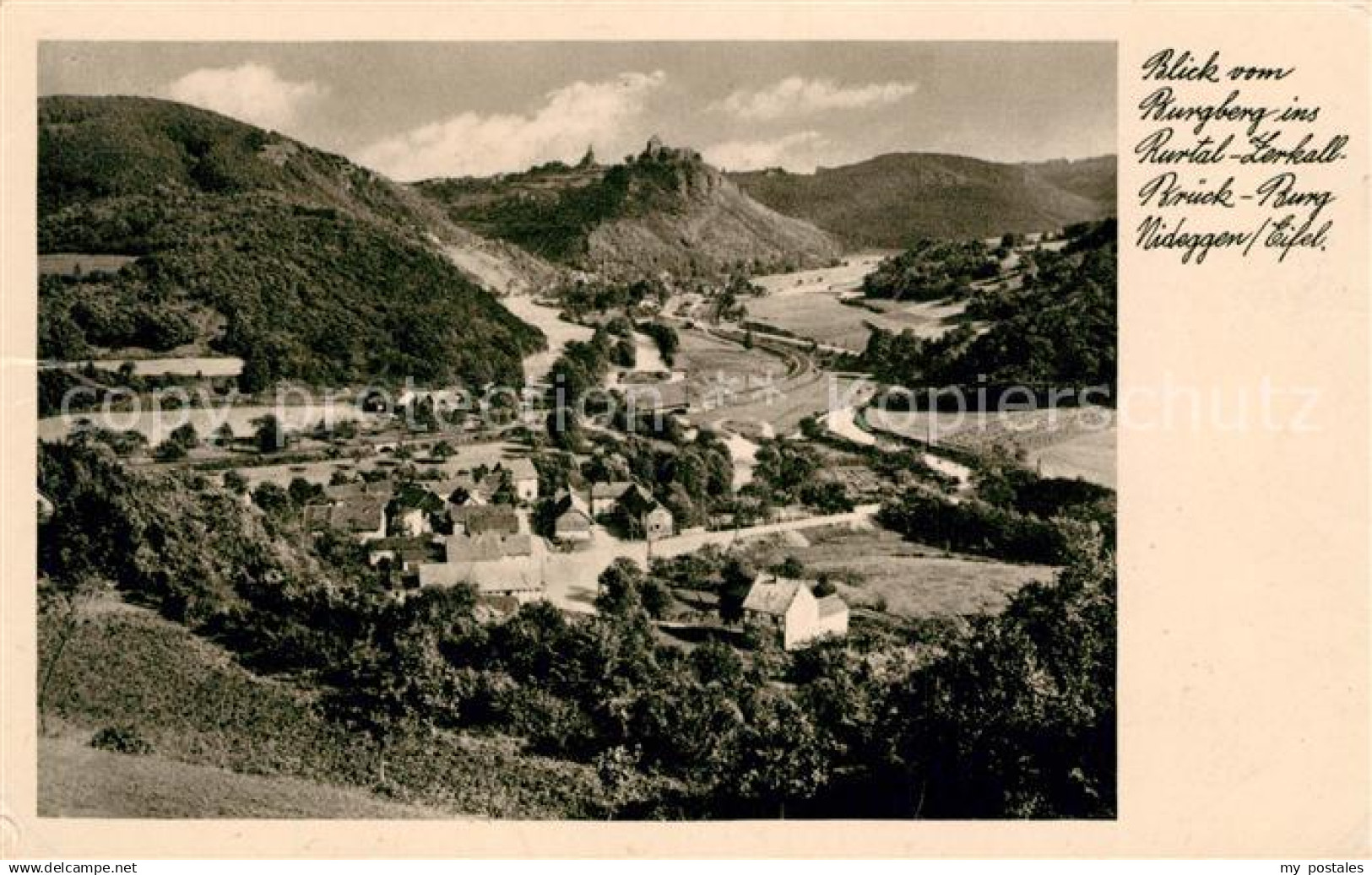 Nideggen Eifel Blick vom Burgberg ins Rurtal Zerkall Brueck