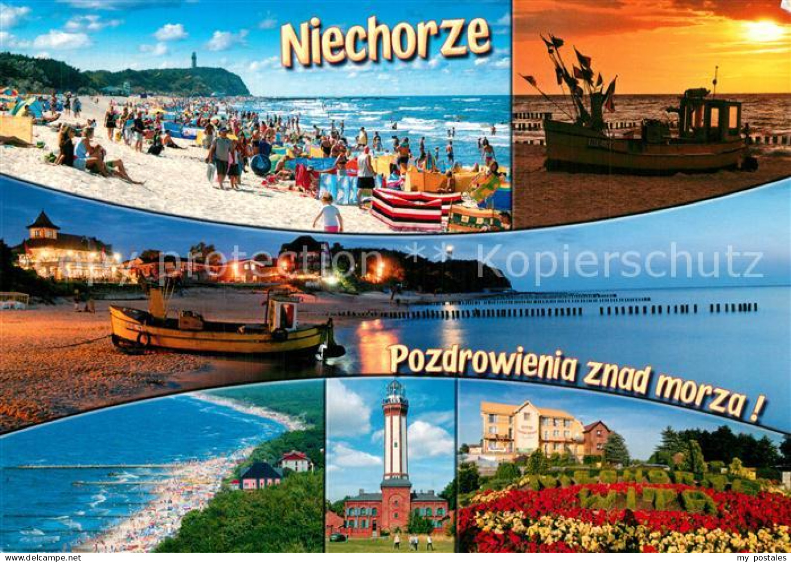 Niechorze Horst Strandpartien Leuchtturm Blumenschmuck