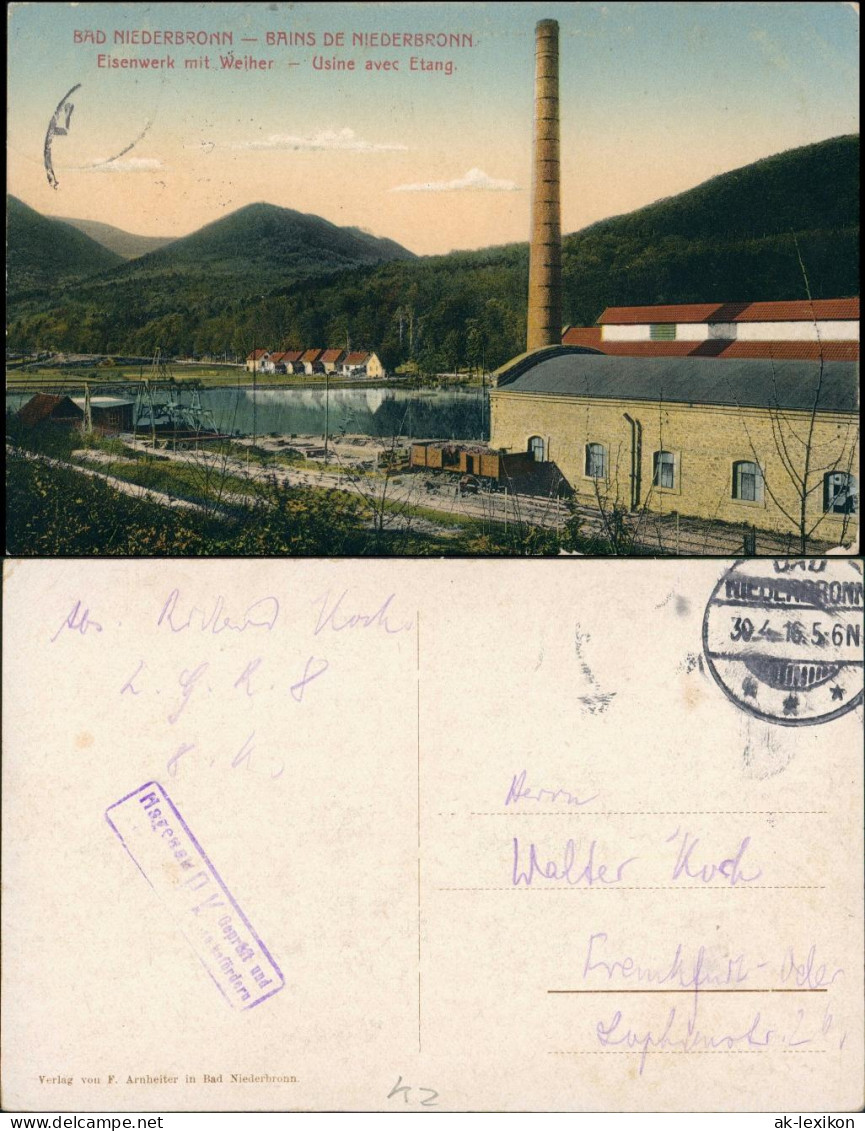 Niederbronn Niederbronn-les-Bains Eisenwerk - Fabrik gel. Feldpost 1916