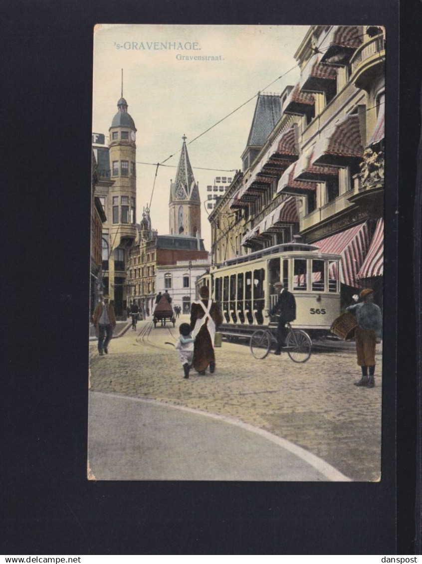 Niederlande AK s-Gravenhage Den Haag Gravenstraat Strassenbahn 1910