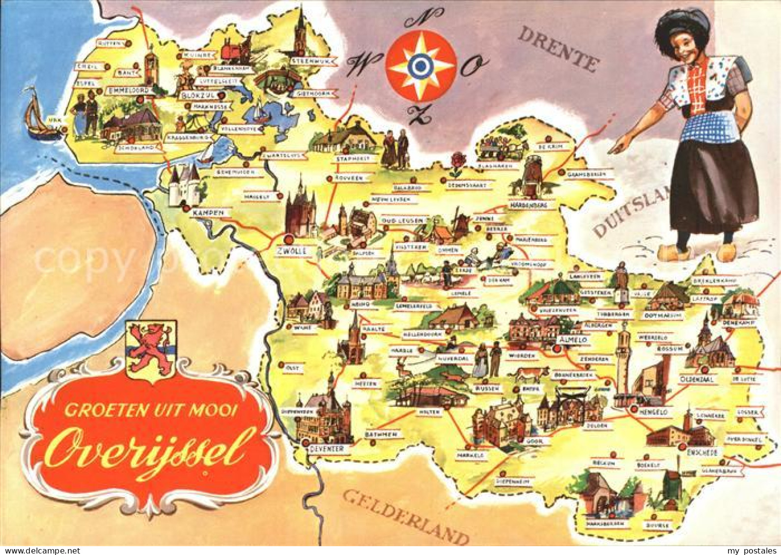 Niederlande Groeten uit mooi Overijssel Landkarte
