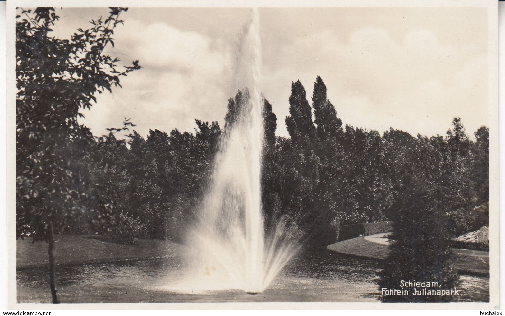 Niederlande Schiedam – Julianapark Brunnenanlage – Echtfoto AK 1938 gelaufen