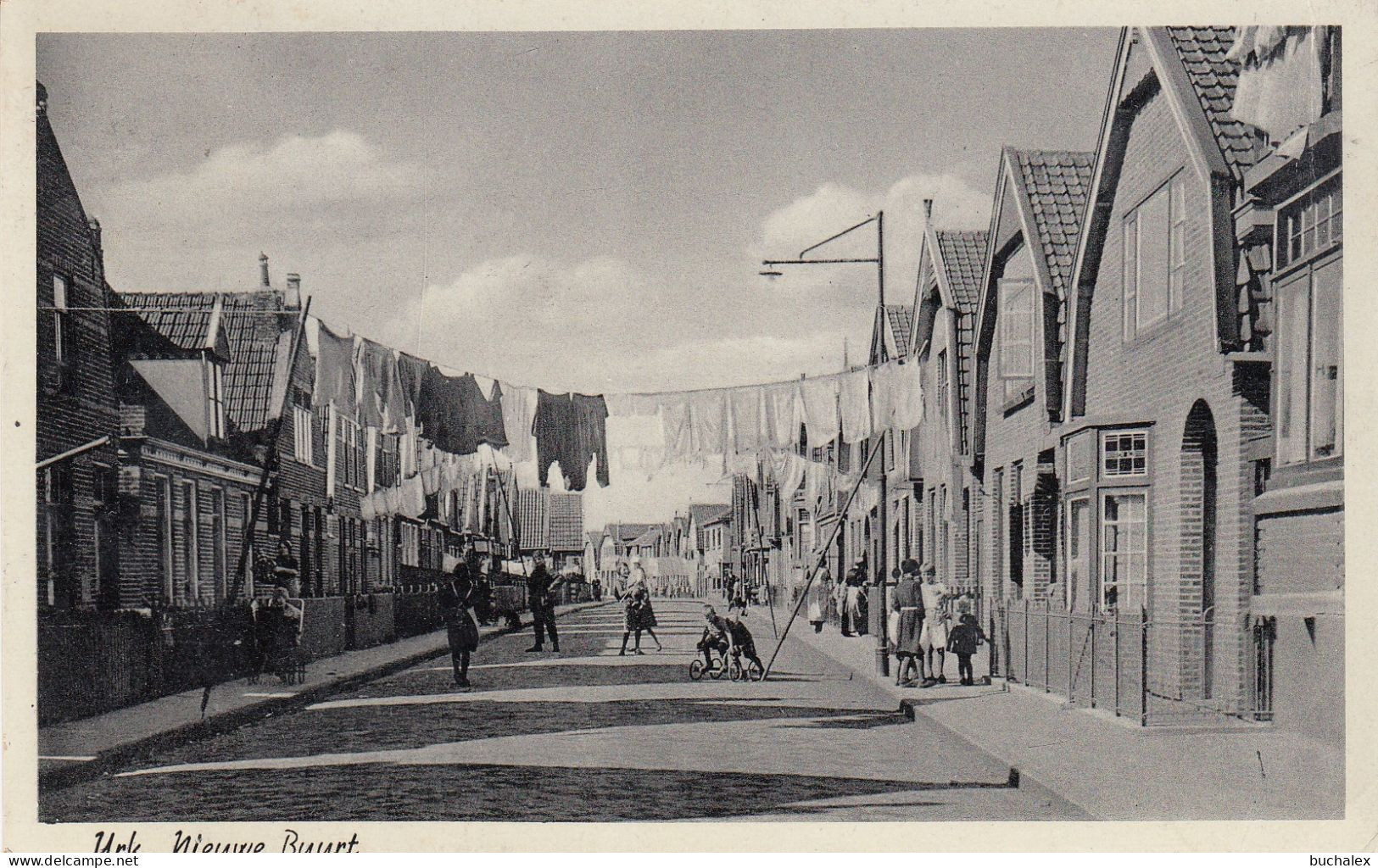 Niederlande Urk – Nieuwe Buurt – gelaufene Ansichtskarte 1938 mit niederländischer Frankatur