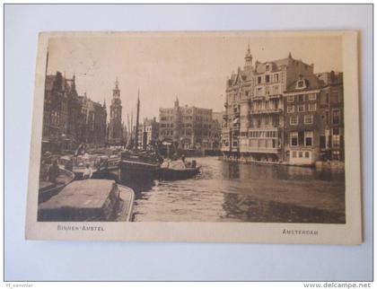 AK 1913 Amsterdam. Binnen - Amstel. Kanal / Gracht. Schiffe. N.V. A.J. Nuss, Amsterdam