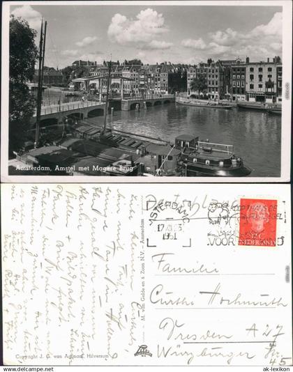 Ansichtskarte Amsterdam Amsterdam Brücke, Hafen 1951