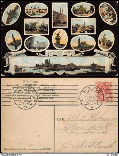 Postkaart Amsterdam Amsterdam Stadtteilansichten - Mühle, Straßen 1909