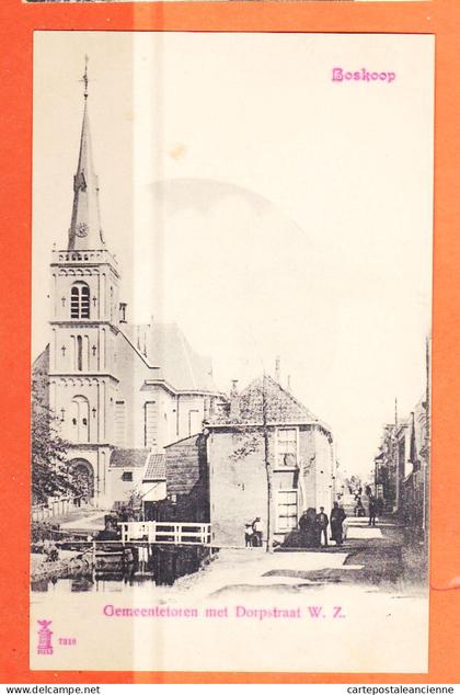 36536 /  Rare BOSKOOP Zuid-Holland Gemeentetoren met Dorpstraat 1900s Nederland Pays-Bas N°7318