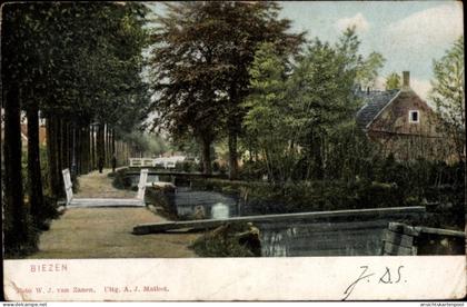 CPA Biezen Gelderland Niederlande, Flusspartie, Häuser