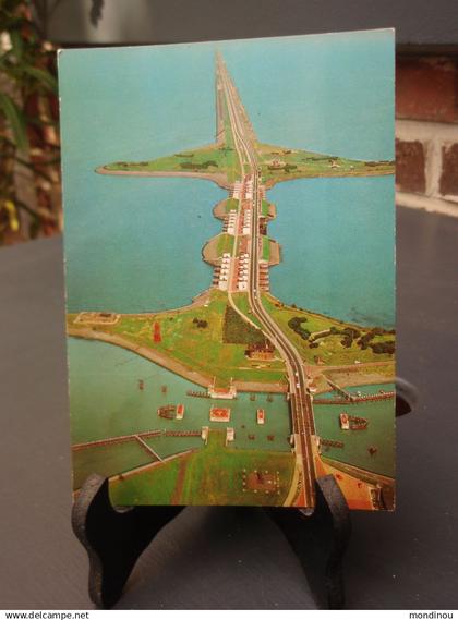 Cpsm couleur Panorama Afsluitdijk-Stevinsluizen