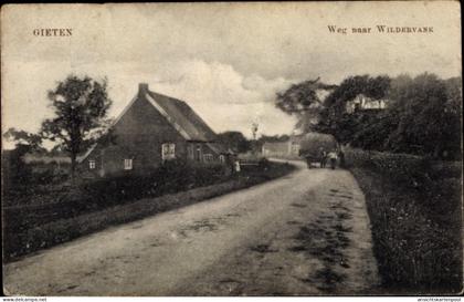 CPA Gieten Drenthe Niederlande, Weg naar Wildervank