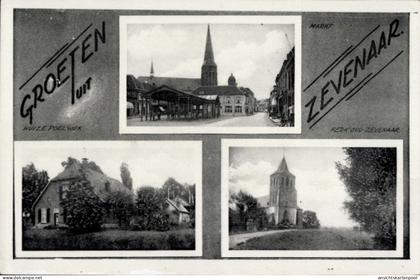 CPA Zevenaar Gelderland Niederlande, Markt, Huize Poelwerk, Kirche Oud- Gruß aus Zevenaar