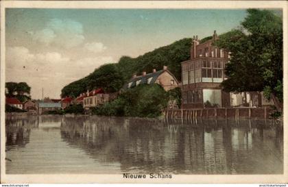 CPA Nieuweschans Nieuwe Schans Groningen Niederlande, Fluss, Häuser
