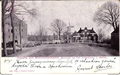 CPA Nieuweschans Nieuwe Schans Groningen Niederlande, Logement v. Balen, Windmühle