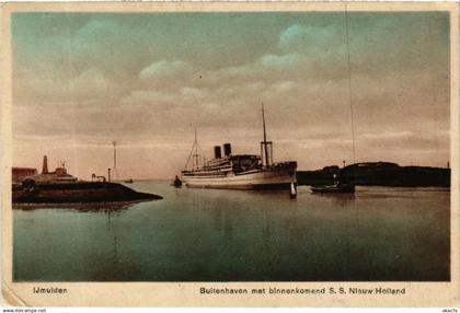 CPA AK IJMUIDEN Buitenhaven met binnenkomend NETHERLANDS (603953)