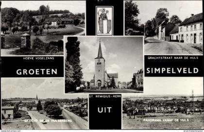CPA Simpelveld Limburg Niederlande, Hoeve Vogelzang, St. Remigius Kerk, Panorama