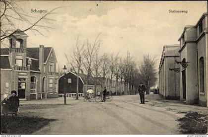 CPA Schagen Nordholland Niederlande, Stationsweg