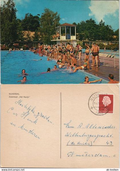 Postkaart Nijverdal Zwembad ,,Het Ravijn" Freibad Schwimmbad 1969