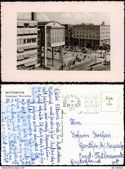 Postkaart Rotterdam Rotterdam Coolsingel Beursplein 1959