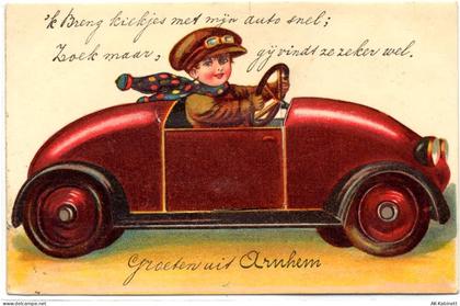 3741 Baarn Künstlerkarte Junge im Auto - 51815038
