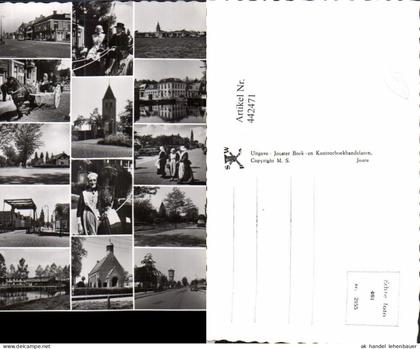 442471,Netherlands Joure Skarsterlan Kirche Brücke Kutsche Tracht Mehrbildkarte