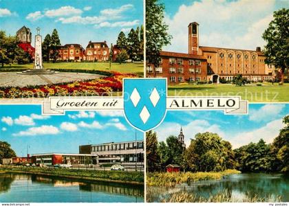 Almelo Teilansichten Denkmal Kirche Partie am Wasser