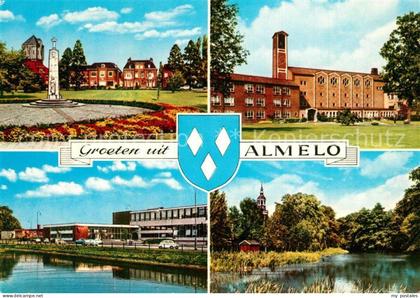 Almelo Teilansichten Denkmal Kirche Partie am Wasser