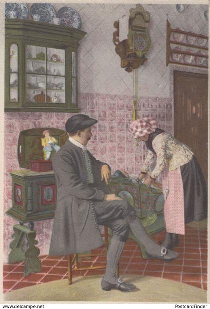 Hindeloopen Ijssel Lake Costume & Furniture Holland Postcard