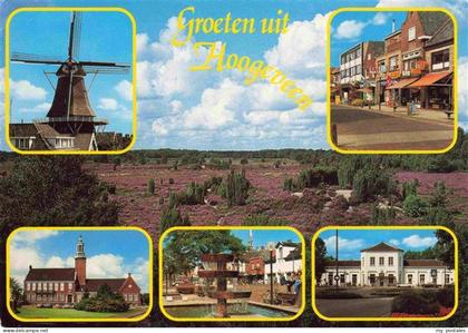 Hoogeveen NL Windmuehle Panorama Kirche Brunnen Schule Dorfstrasse