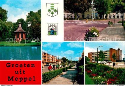 Meppel Pavillon Kanal Strassenpartie Wohnblocks