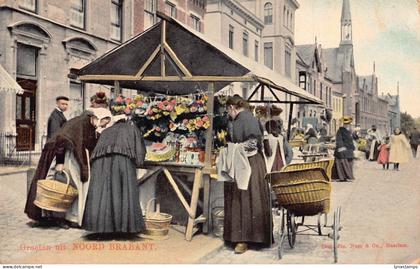 Netherlands Groeten uit Noord Brabant Flower Market vintage postcard