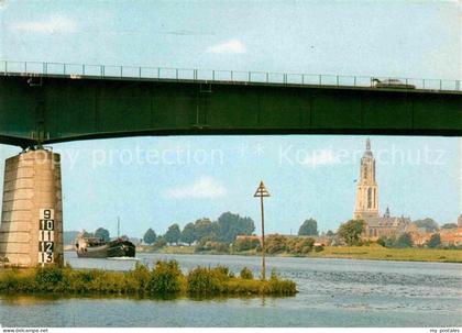 Rhenen Rheinbruecke Frachtkahn Kirche