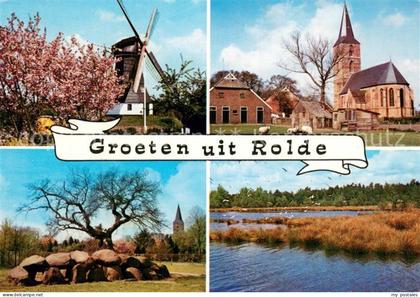 Rolde Windmuehle Kirche Steingrab Partie am Wasser