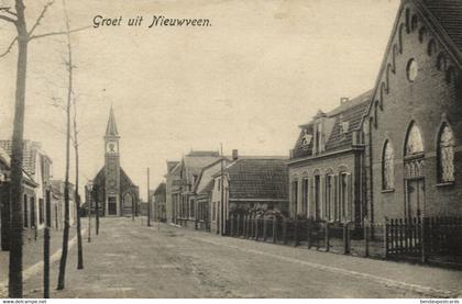 Nederland, NIEUWVEEN, Kerkstraat met Kerken (1910s) Ansichtkaart