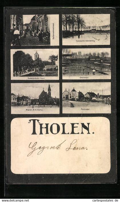 AK Tholen, Markt, Pontveer en Oudelandsche Poort