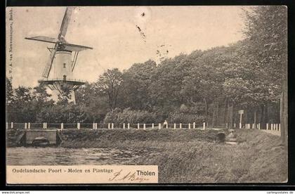 AK Tholen, Oudelandsche Poort, Molen en Plantage, Windmühle