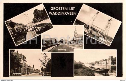 Groeten uit Waddinxveen - Brugweg - Kerkweg - bridge - multiview - old postcard - 1950 - Netherlands - used