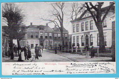 NEDERLAND prentbriefkaart Gemeentehuis 1901 Wolvega naar Steenwijk