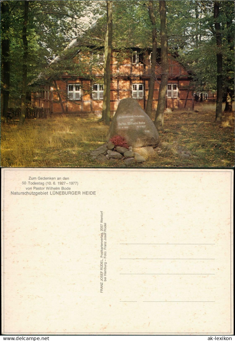 Niedersachsen Gedenkstein Pastor Wilhelm Bode  LÜNEBURGER HEIDE 1980