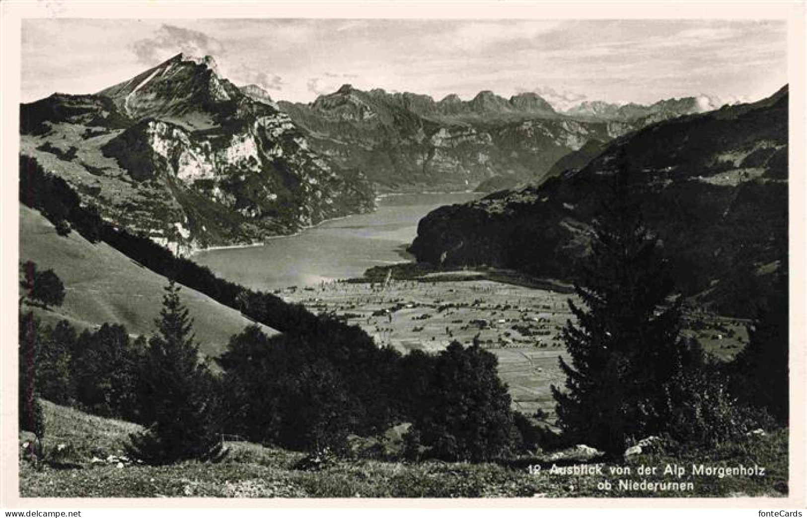 Niederurnen GL Blick von der Alp Morgenholz