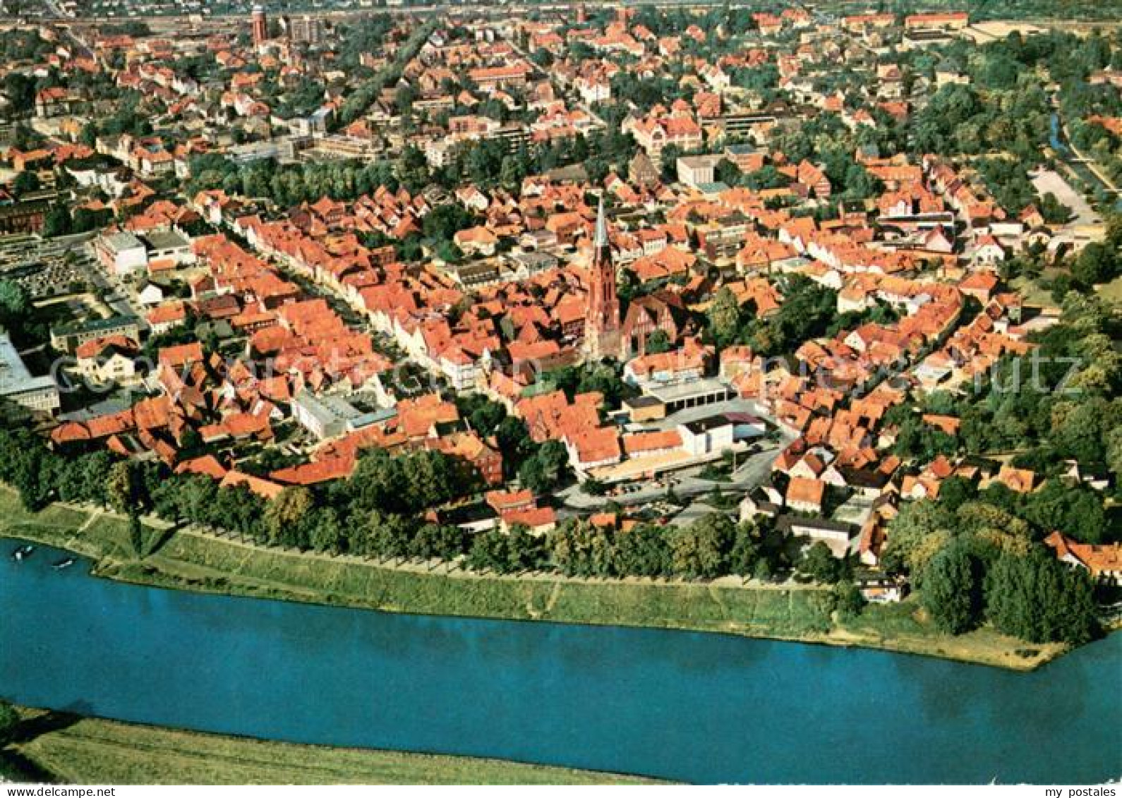 Nienburg Weser Blick auf Stadtzentrum und Weser