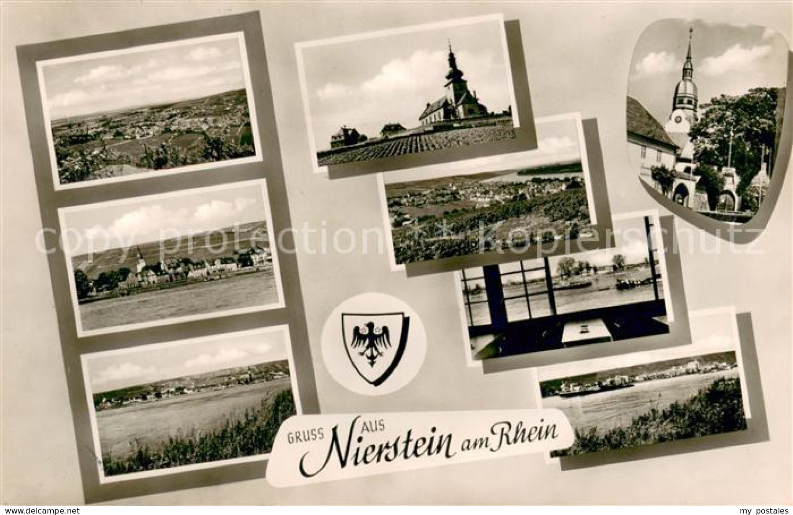 Nierstein Rhein Teilansichten Kirchen Rheinpartien