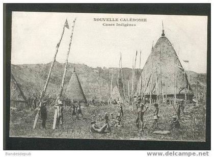 Nouvelle Calédonie - Cases indigènes (dos précurseur Messageries Maritimes )