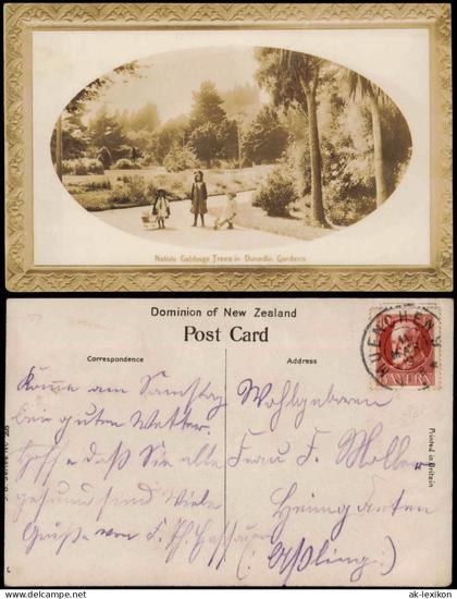 Postcard Dunedin Neuseeland  Native Gabbage Trees Kinder 1919  New Zealand