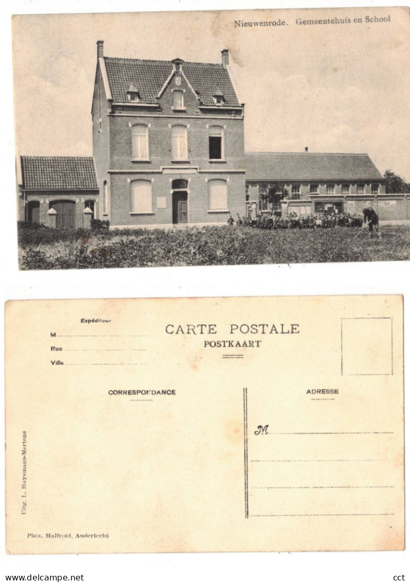 Nieuwenroden  Kapelle-op-den-Bos    Gemeentehuis en School       Uitg Huysmans-Mertens Phot Malfroid Anderlecht