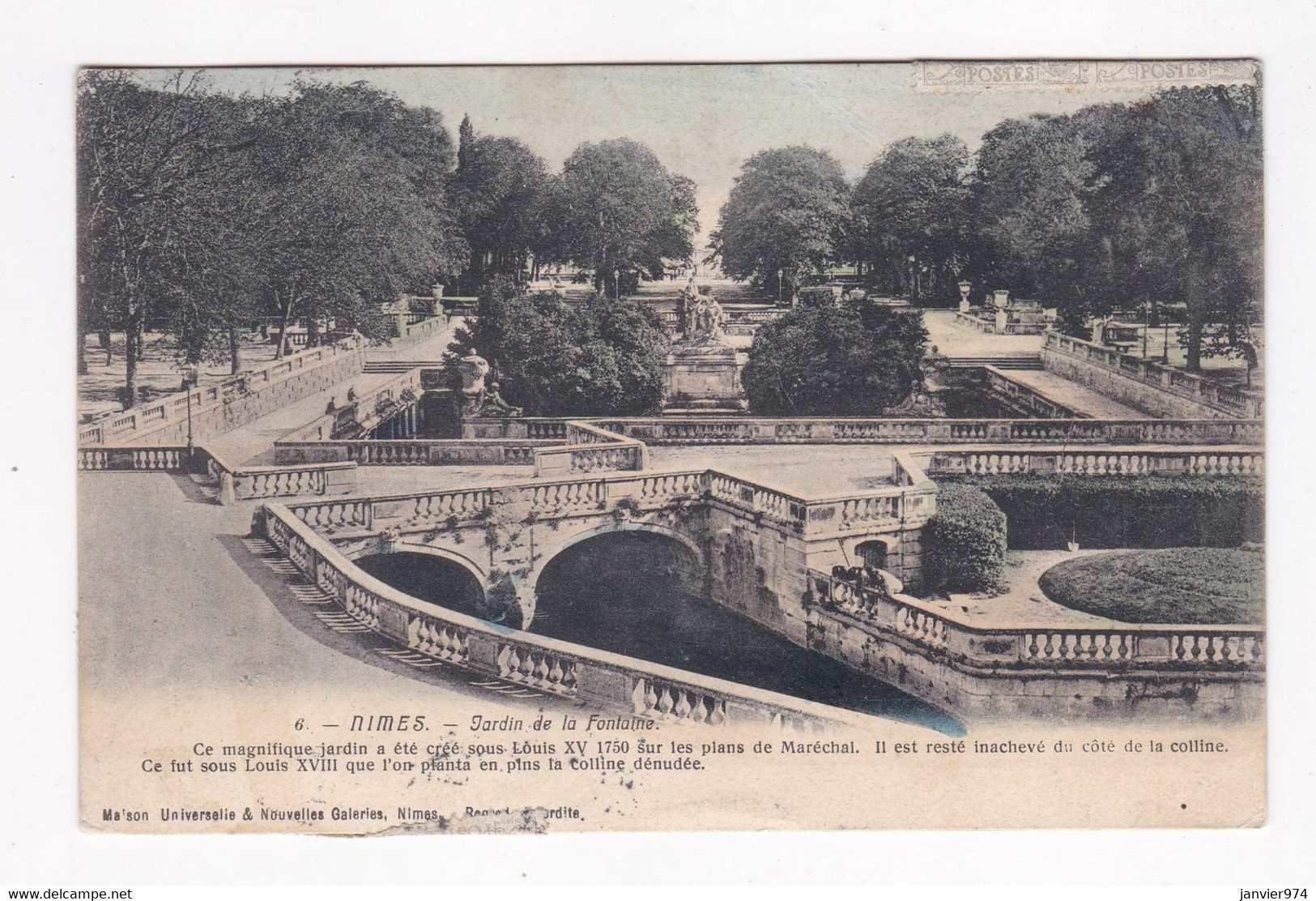 Nimes 1905 Jardin de la Fontaine, pour Alignan du Vent Herault