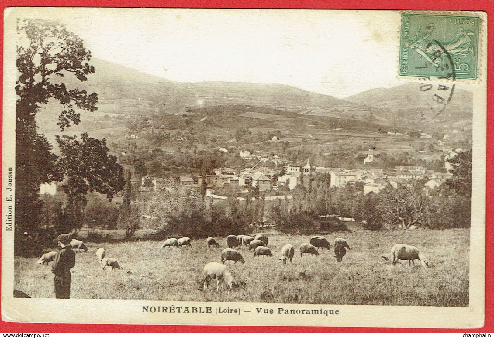 Noirétable - Vue panoramique - CAD - Troupeau de moutons Berger Elevage Agriculture