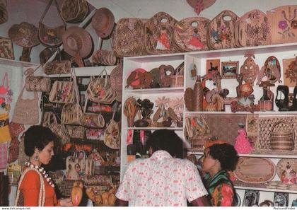 Buying African Masks in Roseau Shop Dominica Postcard