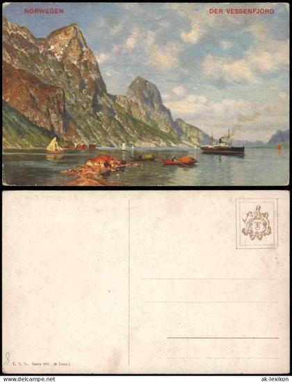 Norwegen Norge NORWEGEN DER VESSENFJORD Schiff Norge Fjord Norway 1910